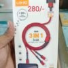 LDNIO LC93 3-In-1 3.4A Fast Charging Data Cable- Red Color - Image 2