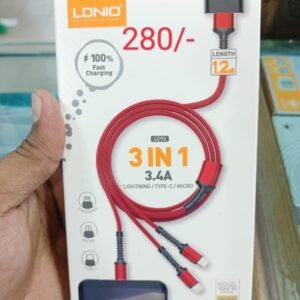 LDNIO LC93 3-In-1 3.4A Fast Charging Data Cable- Red Color